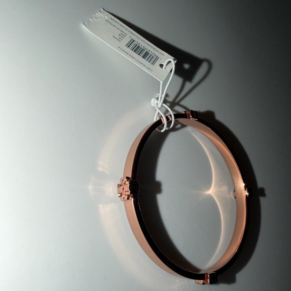 Tory Burch Rose Gold Signature T Logo Bangle Bracelet - Picture 7 of 9